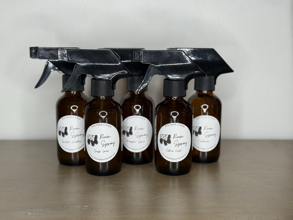 Pounds Farm Room Spray 4 oz bottles in five scents